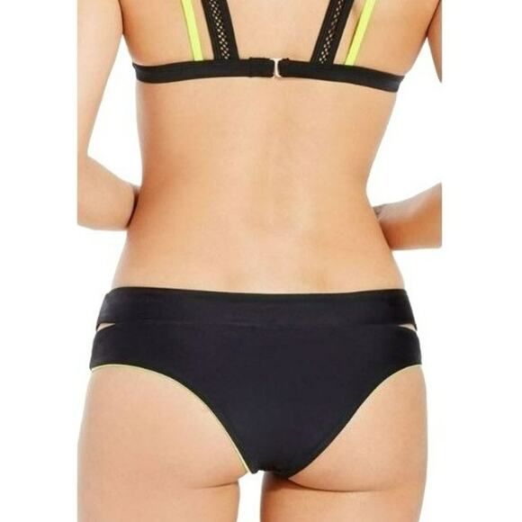 Fabletics Neon Yellow Mesh Top Reversible Bottom Bikini Set Womens - Picture 9 of 10